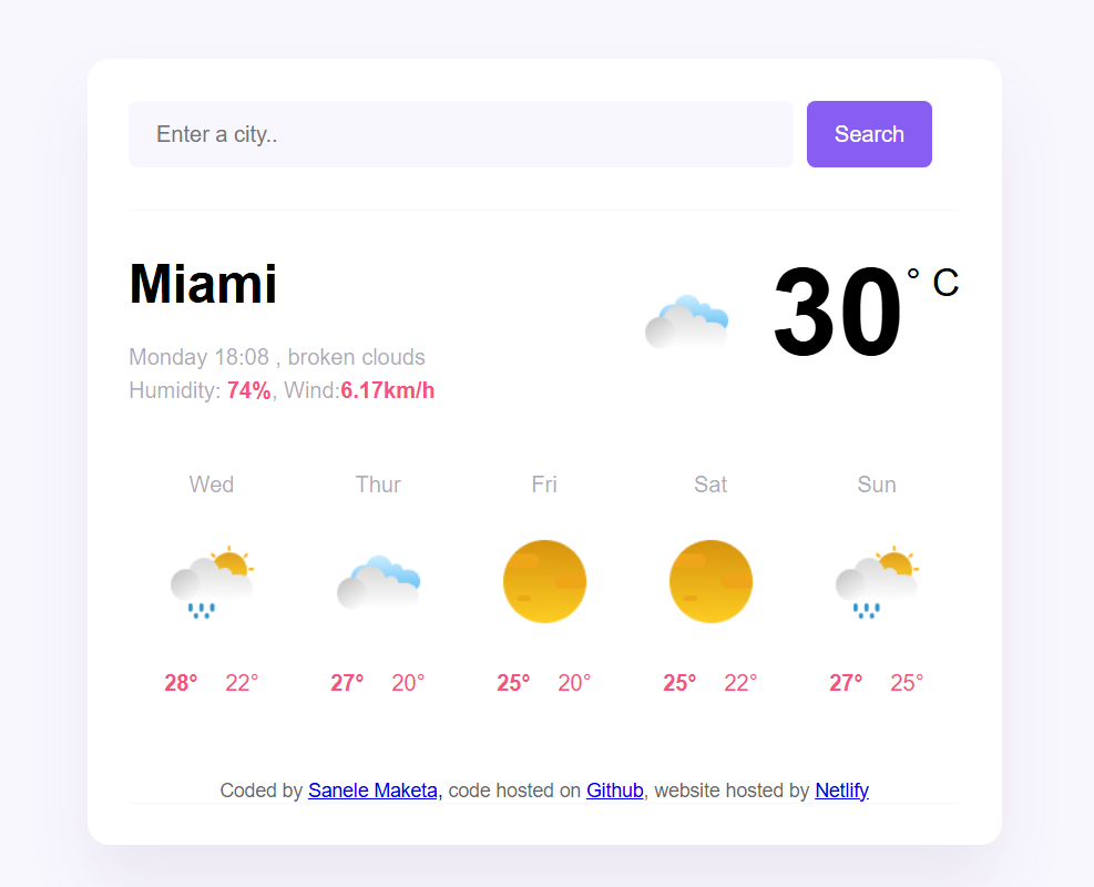 Weather App project preview